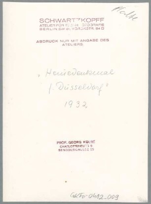 Heine-Denkmal für Düsseldorf, 1932, Gips