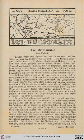Zum Dürer-Bunde! Ein Aufruf