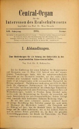 Centralorgan für die Interessen des Realschulwesens. 13. 1885