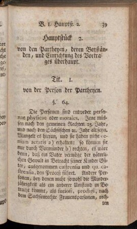 Hauptstück 2. von den Partheyen, deren Beyständen, und Einrichtung des Vortrages überhaupt.
