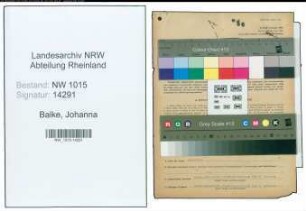 Entnazifizierung Johanna Balke , geb. 17.09.1900 (Verwaltungsangestellte)
