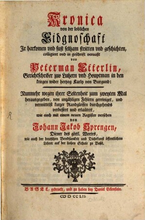 Kronika von der loblichen Eidgnoschaft