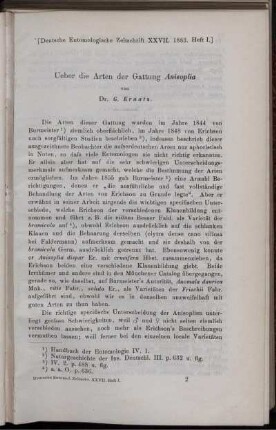 Ueber die Arten der Gattung Anisoplia