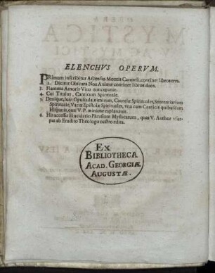 Elenchus Operum