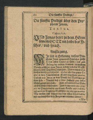 Die fünffte Predigt über den Propheten Jonam.