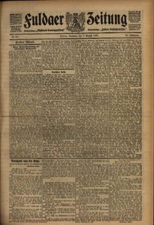 Erste Ausgabe vom Samstag, den 07. August 1909.