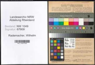 Entnazifizierung Wilhelm Rademacher , geb. 23.04.1907 (Arbeiter)