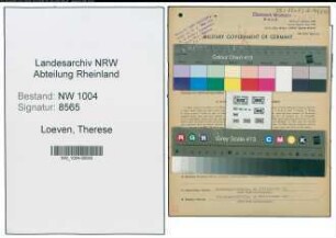 Entnazifizierung Therese Loeven , geb. 22.10.1911 (Sekretaerin)