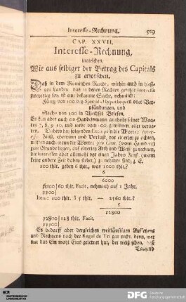 Cap. XXVII. Interesse-Rechnung