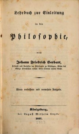Lehrbuch zur Einleitung in die Philosophie