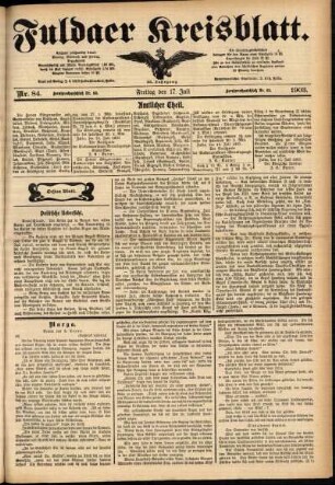 Erste Ausgabe vom Freitag, den 17. Juli 1903.