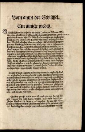 Vom ampt der Schlüssel.