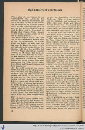Lob von Kraut und Rüben.
