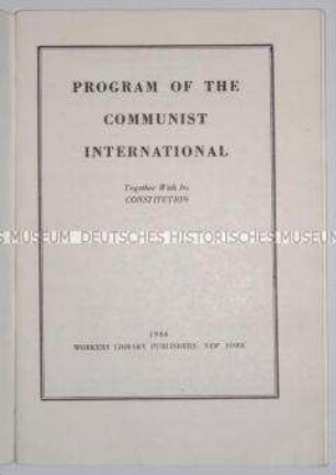 Programm der Kommunistischen Internationale (amerik.)