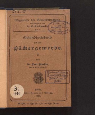 Gesundheitsbuch für das Bäckergewerbe