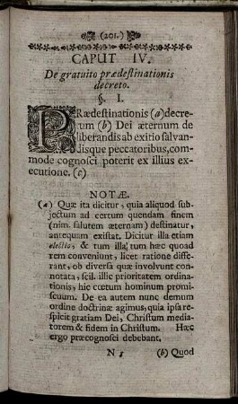 Caput IV. De gratuito prædestinationis decreto.