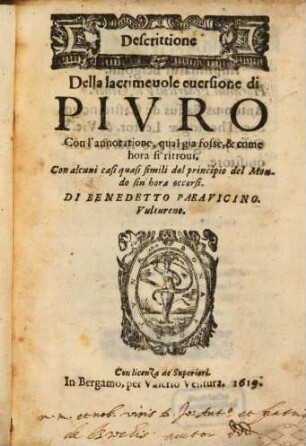 Descrittione della lacrimevole eversione di Pierro