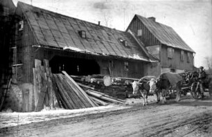 Ochsengespann an der Häßler-Schneidmühle