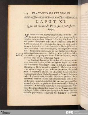 Caput XII. Quis in Gallia de Pontificia potestate Sensus.