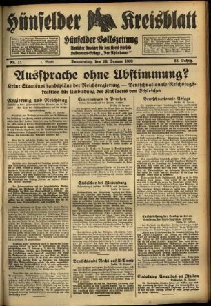 Erste Ausgabe vom Donnerstag, den 26. Januar 1933.