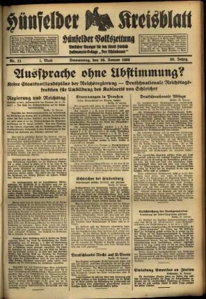 Erste Ausgabe vom Donnerstag, den 26. Januar 1933.