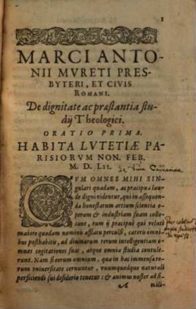 M. Antonii Mureti Presbyteri, I.C. Et Civis Romani, ... Orationes, Epistolae, Hymnique Sacri