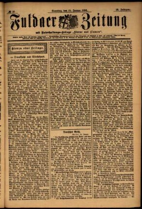 Erste Ausgabe vom Samstag, den 25. Januar 1896.