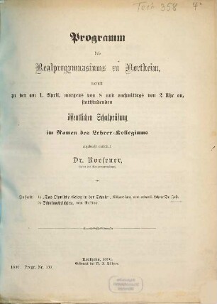 Programm des Realprogymnasiums zu Northeim : für das Schuljahr von Ostern ... bis Ostern .... 1889/90