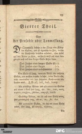 Vierter Theil. Von der Prosodie oder Tonmessung.
