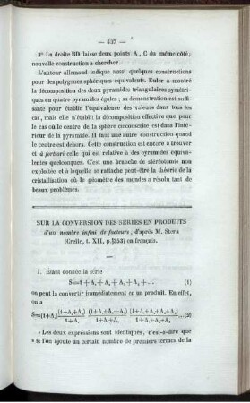 Sur la conversion des séries en produits.