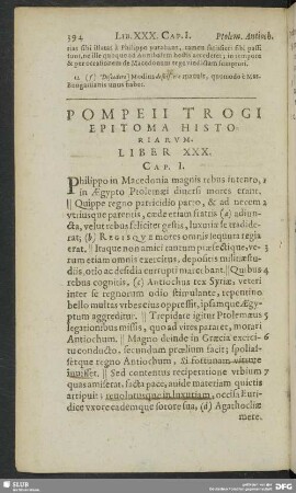 Pompeii Trogi Epitoma Historiarum, Liber XXX.