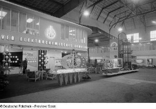 Blick auf die Ausstellungsfläche des VEB Elektrochemisches Kombinat Bitterfeld