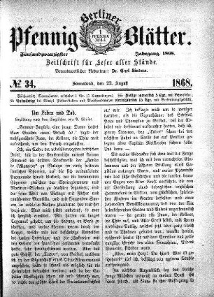 No. 34, Sonnabend, den 22. August