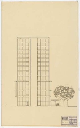 Hochschulbibliothek, Karlsruhe Neubau: Nordansicht, 1:100