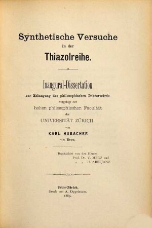 Synthetische Versuche in der Thiazolreihe