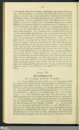 Anlage VII. Grundgesetz der freiwilligen Feuerwehr in Bautzen