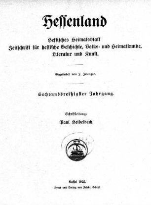 Nr. 1, Januar-Heft 1922