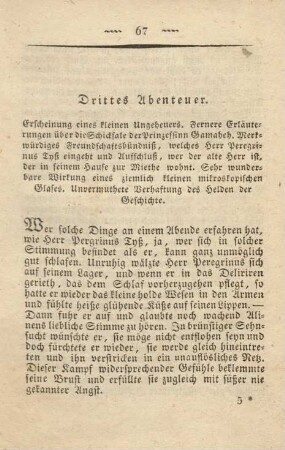 Drittes Abenteuer. Erscheinung eine kleinen Ungeheuers ...