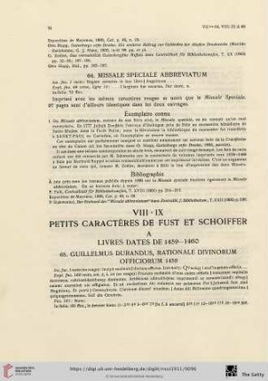 VIII-IX. Petits charactères de Fust et Schoiffer