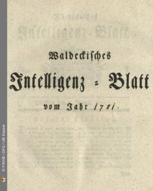 1781: Waldeckisches Intelligenz-Blatt