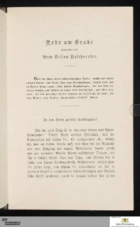 Rede am Grabe, gesprochen von Herrn Dekan Kalchreuter