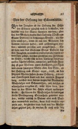 Von der Oefnung der Schaamhöhle.