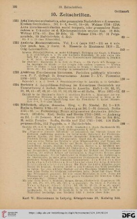 10. Zeitschriften (Nr. 1231 - 1284)