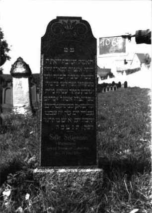 Grabstein 1069 (Index: 100104105) Material: Granit Zustand: gut erhalten Maße HxBxT: 172x48x17 cm Beschreibung: aufgesockelte Stele, Schulterbogenabschluss, eingeritzte Voluten, Akanthusblätter und Mohnkapseln Symbolik: Akanthusblätter, Mohnkapseln: Grabstein 1069