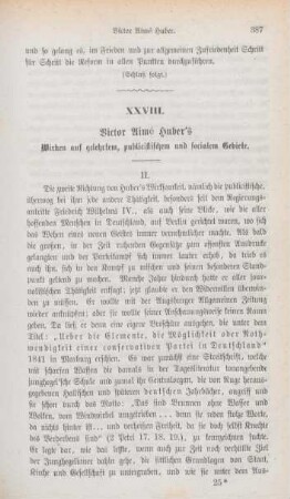 387-413 Victor Aimé Huber's Wirken auf gelehrtem, publicistischem und socialem Gebiete