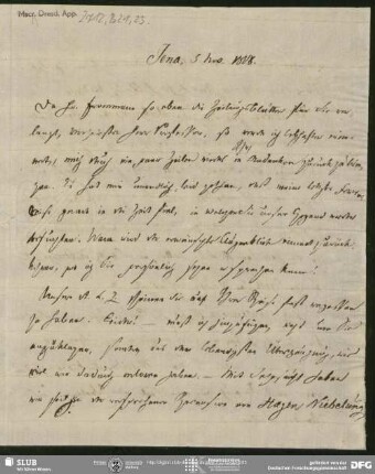Eigenh. Brief von Heinrich Carl Abraham Eichstaedt an August Wilhelm von Schlegel, Jena, 05.11.1808