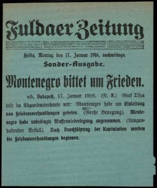 Zweite Ausgabe vom Montag, den 17. Januar 1916.