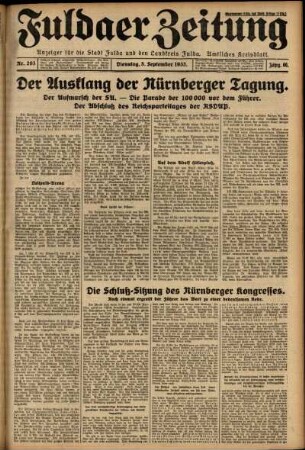 Ausgabe vom Dienstag, den 05. September 1933.