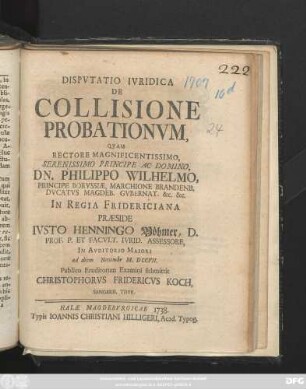 Dispvtatio Ivridica De Collisione Probationvm