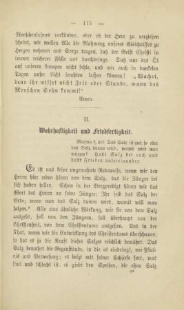 II. Wahrhaftigkeit und Friedfertigkeit